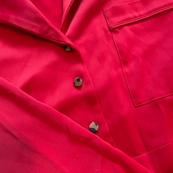 NWT Good American Red Cheetah Satin Pajama Set Crop Shirt Size 3 - Picture 12 of 13